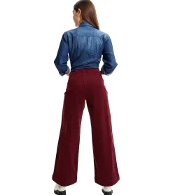 Große Größen|Hosen & Jeans*O46bpx Damen Cord-Jeans aus Baumwolle weit geschnittene Herbst-Hose Größe Größen 966140 Weinrot