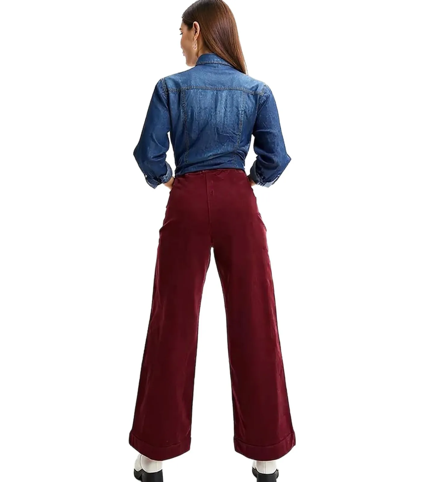 Große Größen|Hosen & Jeans*O46bpx Damen Cord-Jeans aus Baumwolle weit geschnittene Herbst-Hose Größe Größen 966140 Weinrot