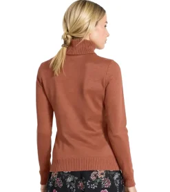 Sweater & Pullover*O46bpx Damen Feinstrick-Pullover Rollkragen-Pulli aus reiner Baumwolle 948430 Braun