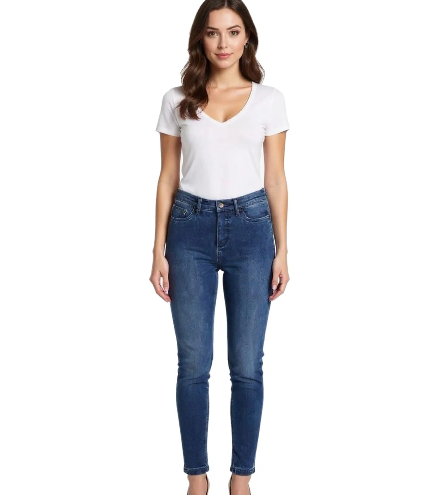 Große Größen|Hosen & Jeans*O46bpx Damen Jeans-Hose enganliegende Denim Jeans im 4-Pocket-Style mit Dehnbund 956723 Blau