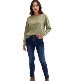 Große Größen|Hosen & Jeans*O46bpx Damen Jeans-Hose wärmende Thermo-Jeans Denim Jeans im 5-Pocket-Style 944823 Blau
