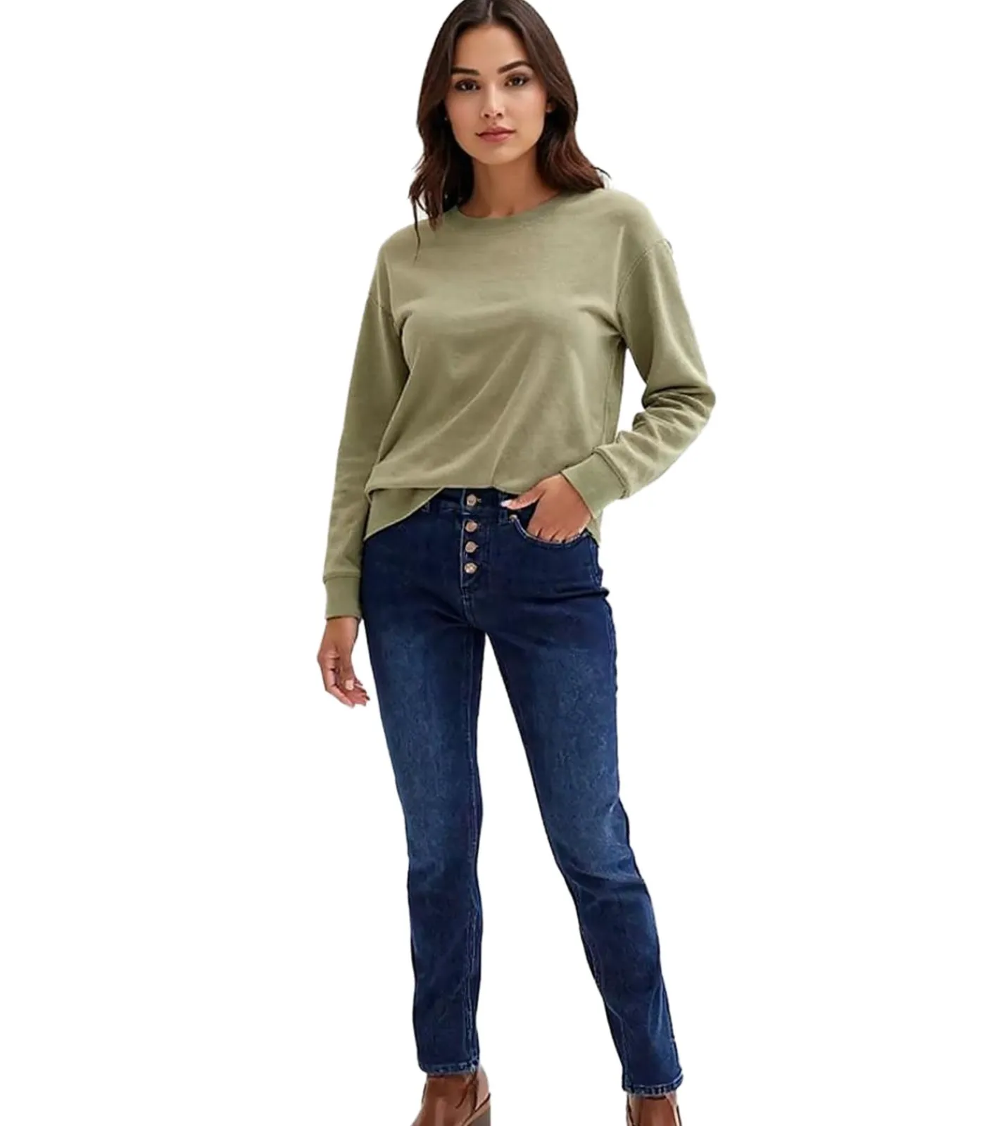 Große Größen|Hosen & Jeans*O46bpx Damen Jeans-Hose wärmende Thermo-Jeans Denim Jeans im 5-Pocket-Style 944823 Blau