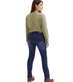 Große Größen|Hosen & Jeans*O46bpx Damen Jeans-Hose wärmende Thermo-Jeans Denim Jeans im 5-Pocket-Style 944823 Blau