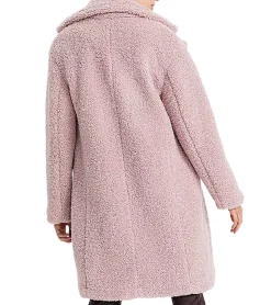 Mäntel & Jacken*O46bpx Damen Mantel lange Teddyfell-Jacke Alltags-Mantel kuscheliger Basic-Mantel 970034 Rosa