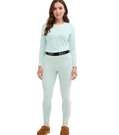 Sportunterbekleidung|Große Größen*O46bpx Damen nachhaltige Thermo-Leggings aus weichem Super-Stretch-Material Ski-Leggings 951614 Mint-Grün