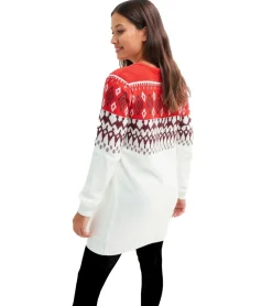 Sweater & Pullover*O46bpx Damen Pullover kuscheliger Umstands-Pulli Schwangerschafts-Kleidung im Norweger-Design 920178 Rot/Beige/Weiß