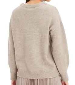 Sweater & Pullover*O46bpx Damen Pullover weit geschnittener Winter-Pullover mit Pailletten-Glitzereffekt Boxy-Fit 915051 Grau/Braun