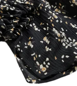 Große Größen|Poloshirts & Blusen*O46bpx Damen Sommer-Bluse mit Seidenanteil dünne Woll-Bluse Crinkle-Tunika Langarm-Shirt 974161 Schwarz