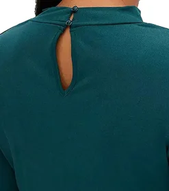 Große Größen|Kleider*O46bpx Damen Sommer-Kleid gerafftes Jersey-Kleid enganliegendes Langarm-Kleid 935347 Grün