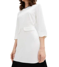 Kleider*O46bpx Damen Sommer-Kleid Jersey-Kleid mit Reißverschluss Mini-Kleid Frühlings-Kleid 960734 Weiß