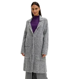 Strickjacken & Cardigans|Sweater & Pullover*O46bpx Damen Strick-Jacke lange Strickjacke mit Taschen und Wollanteil 917644 Grau