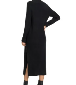 Kleider*O46bpx Damen Strick-Kleid Mini-Kleid mit Rollkragen Langarm-Kleid 958841 Schwarz