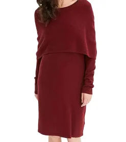Kleider*O46bpx Damen Strick-Kleid stylisches Langarm-Kleid Mini-Kleid 955667 Rot