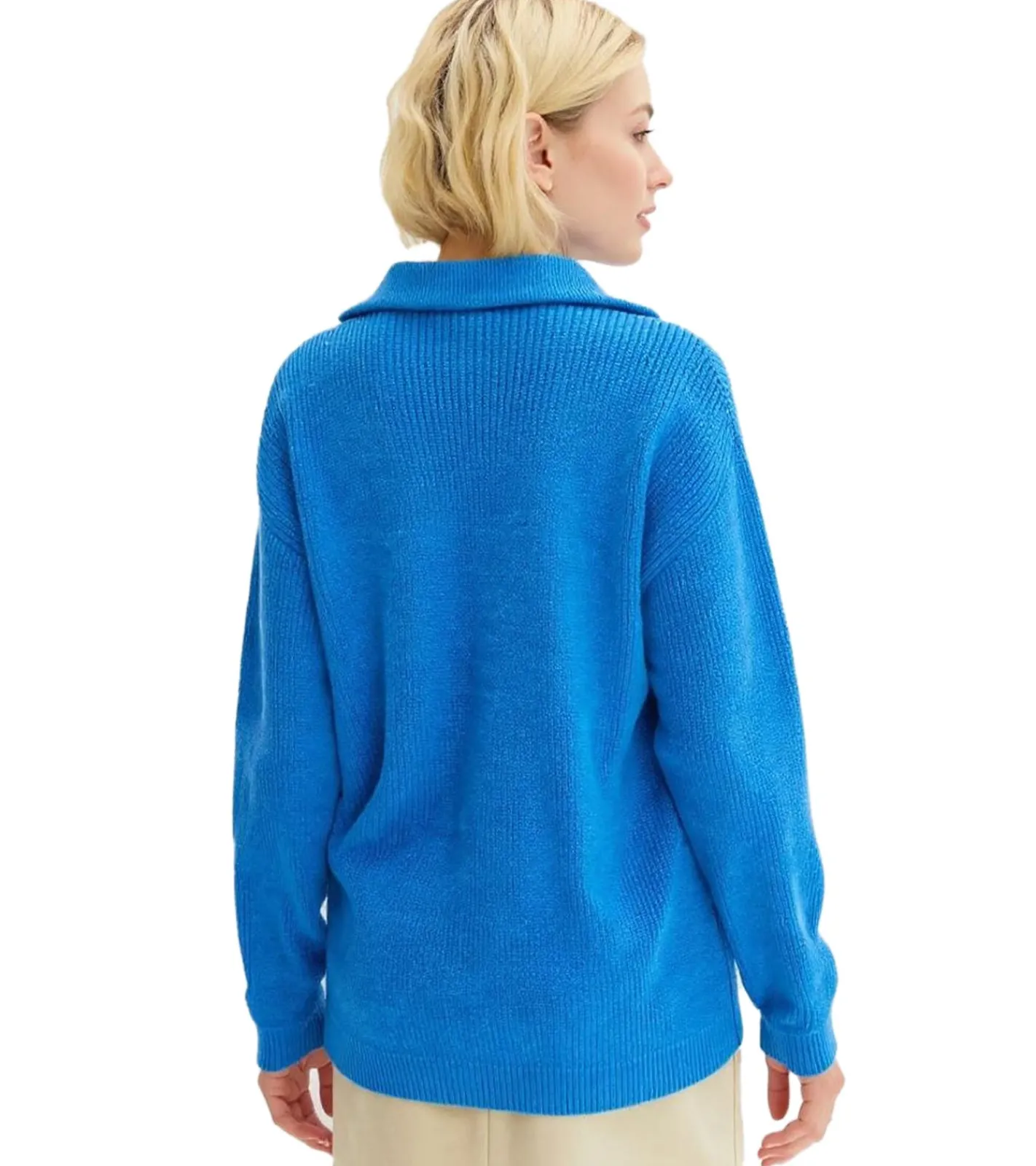 Sweater & Pullover*O46bpx Damen Strick-Pullover figurumspielender Strick-Troyer Stehkragen-Pulli Alltags-Pullover 953345 Blau