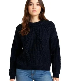 Sweater & Pullover*O46bpx Damen Strick-Pullover mit Rundhals-Ausschnitt Alltags-Pullover Sweater 926124 Schwarz