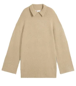 Sweater & Pullover*O46bpx Damen Strick-Pullover mit Kent-Kragen Oversized Alltags-Pullover Sweater 924028 Beige