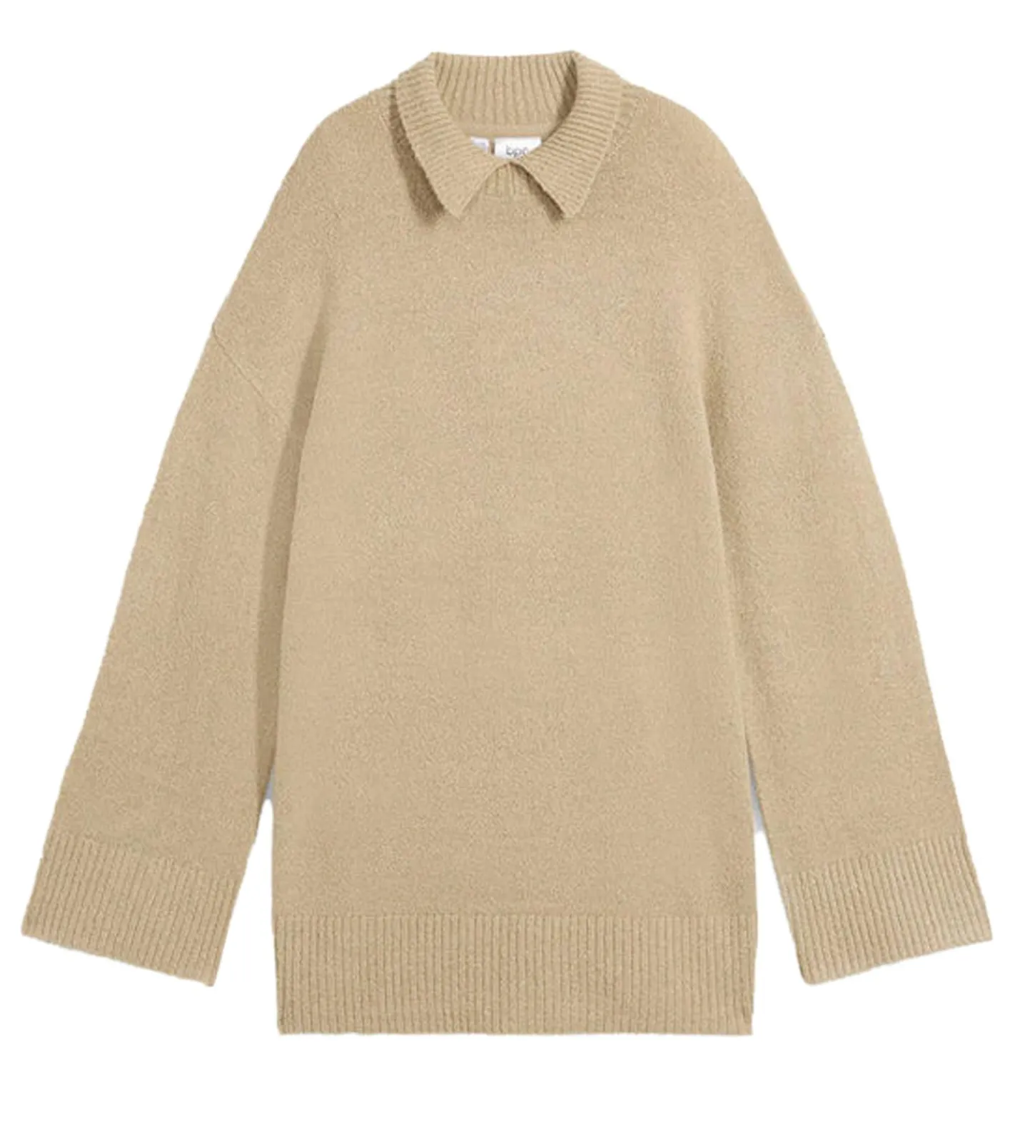 Sweater & Pullover*O46bpx Damen Strick-Pullover mit Kent-Kragen Oversized Alltags-Pullover Sweater 924028 Beige