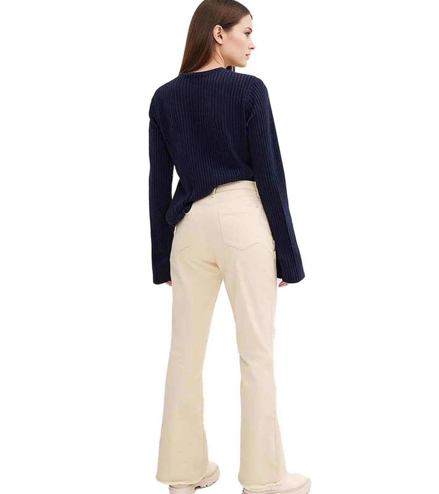 Große Größen|Hosen & Jeans*O46bpx Damen Thermo-Jeans aus Baumwolle Denim-Hose im 5-Pocket-Style Schlag-Hose 953493 Beige