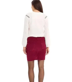 Große Größen|Röcke*O46bpx Damen Umstands-Rock Mini-Rock Cord-Rock Schwangerschaftsmode 939056 Weinrot