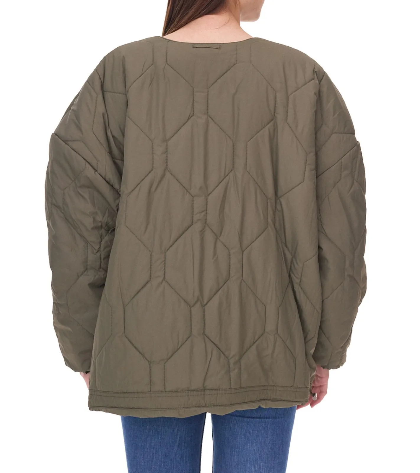 Große Größen|Mäntel & Jacken*O46bpx Damen wattierte Wende-Jacke Frühlings-Jacke mit verstellbarem Saum Übergangs-Jacke Oversize 954904 Dunkelgrün