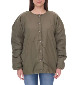 Große Größen|Mäntel & Jacken*O46bpx Damen wattierte Wende-Jacke Frühlings-Jacke mit verstellbarem Saum Übergangs-Jacke Oversize 954904 Dunkelgrün