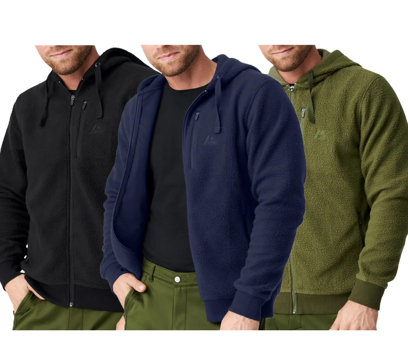 Sportoberbekleidung|Jacken & Mäntel*DANISH ENDURANCE nachhaltige Herren Fleece-Jacke mit Kapuze Oeko-Tex zertifiziert 155000 Schwarz, , Grün Navy