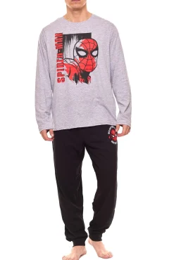 Nachtwäsche & Bademode*Disney DC Comics, Marvel oder Schlafanzug , Star Wars oder Spiderman Pyjama-Set mit großem Logo auf der Brust Blau/Grau/Schwarz Superman