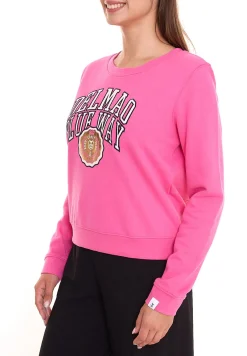 Sweater & Pullover*DELMAO Cropped Sweater verkürzt geschnittener Damen Baumwoll-Pullover 42556633 Pink