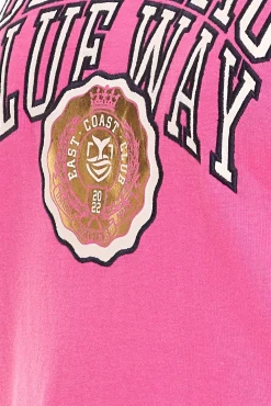 Sweater & Pullover*DELMAO Cropped Sweater verkürzt geschnittener Damen Baumwoll-Pullover 42556633 Pink