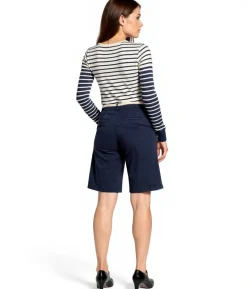 Shorts & Bermudas*DELMAO Damen Chino-Bermuda mit Gürtel kurze Hose mit weitem Bein 16741061 Blau