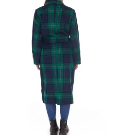 Mäntel & Jacken*DELMAO Damen Mantel karierte Herbst-Jacke mit Reverskragen und Bindegürtel 17844429 Grün/Blau