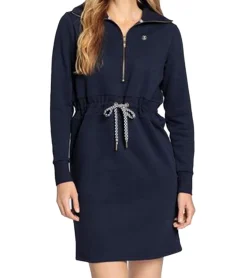 Kleider*DELMAO Damen Mini-Kleid Sweat-Kleid langärmliges Baumwoll-Kleid 24305512 Blau