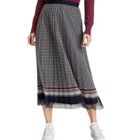 Röcke*DELMAO Damen Rock stylischer Maxi-Rock Plissee-Rock mit Falten 60748663 Blau/Rot