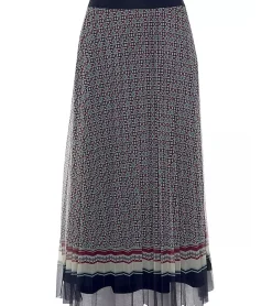 Röcke*DELMAO Damen Rock stylischer Maxi-Rock Plissee-Rock mit Falten 60748663 Blau/Rot