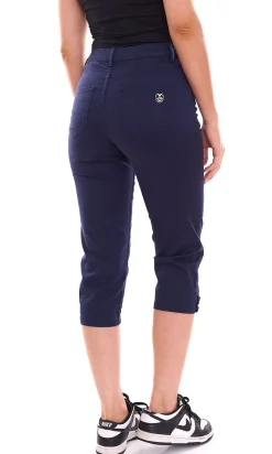 Hosen & Jeans*DELMAO Damen Sommer-Hose stylische Baumwoll-Hose Knielang 61966429 Blau