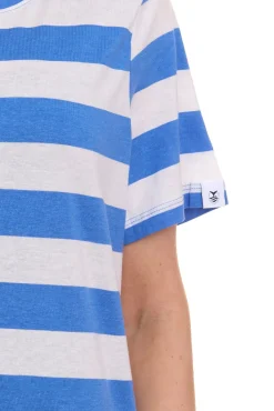 Tops & T-Shirts*DELMAO Damen T-Shirt gestreiftes Rundhals-Shirt 63058126 Blau/Weiß