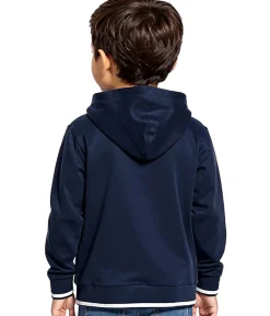 Pullover & Sweater*DELMAO Kinder Baumwoll-Pullover mit Kapuze und großem Frontlogo Langarm-Shirt 65583222 Blau