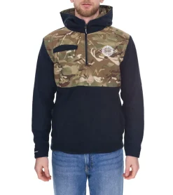 Pullover & Sweater*Denim Project Herren Fleece-Pullover mit Camouflage Muster Winter-Hoodie DP-10022-003 4341 Schwarz/Grün
