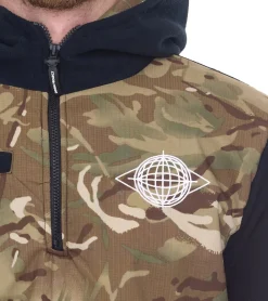 Pullover & Sweater*Denim Project Herren Fleece-Pullover mit Camouflage Muster Winter-Hoodie DP-10022-003 4341 Schwarz/Grün