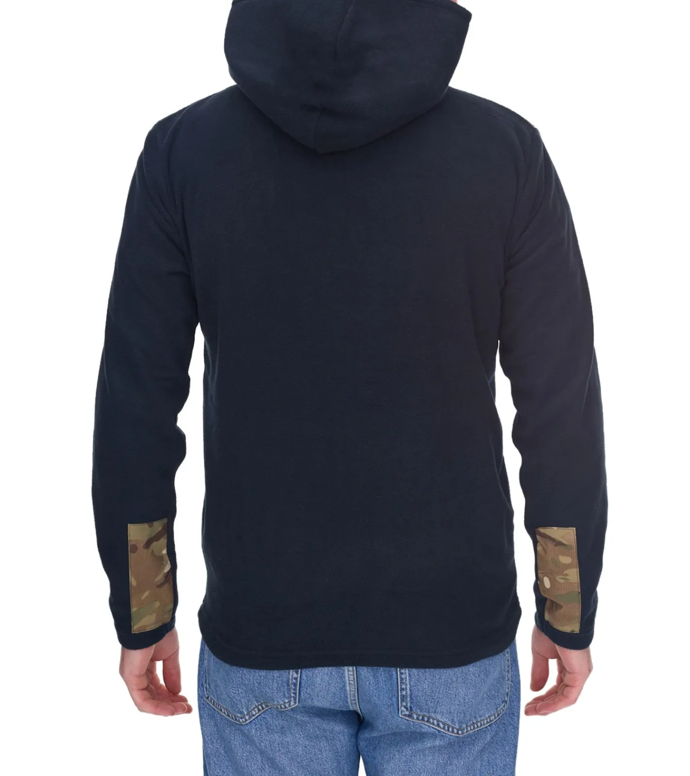 Pullover & Sweater*Denim Project Herren Fleece-Pullover mit Camouflage Muster Winter-Hoodie DP-10022-003 4341 Schwarz/Grün