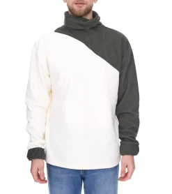 Pullover & Sweater*Denim Project Herren Fleece-Pullover schlichter Rollkragen-Pullover DP-10023-123 586 Weiß/Grün