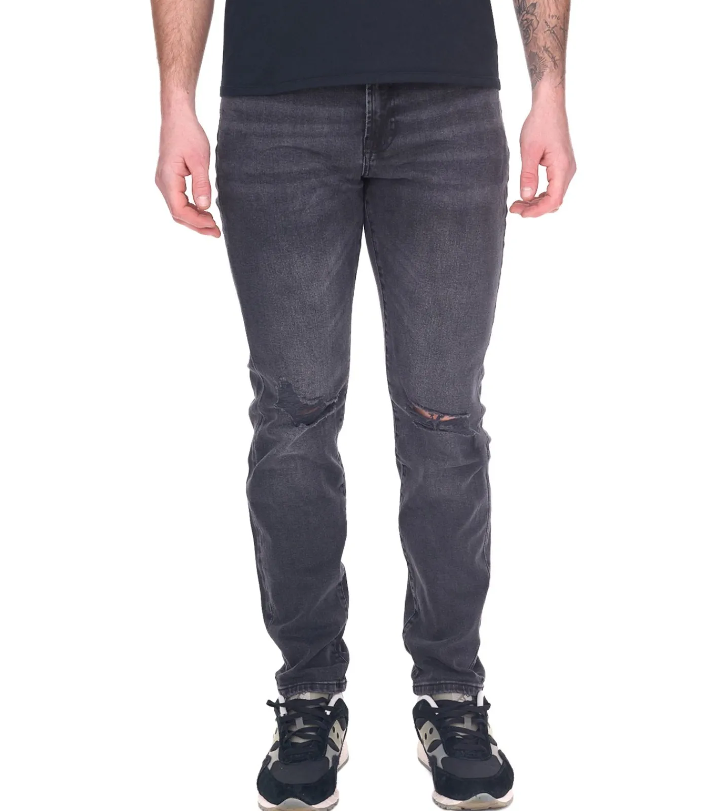 Jeans & Hosen*Denim Project Herren Jeans nachhaltige Slim Fit Hose im Destroyed-Look Baumwoll-Hose DP-10022-106 281 Schwarz