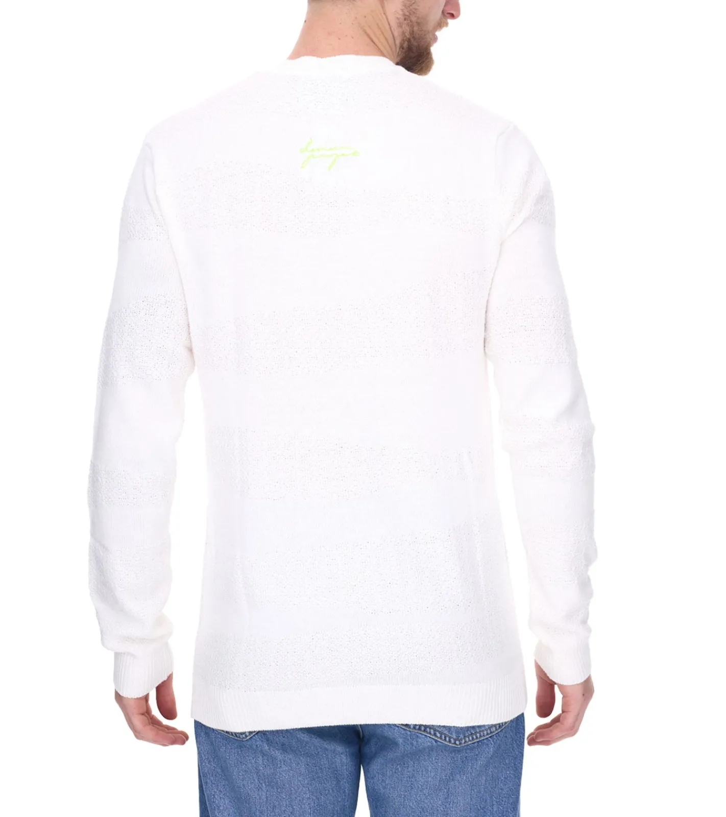 Pullover & Sweater*Denim Project Herren Strick-Pullover mit dezenter Musterung Baumwoll-Pullover Winter-Pullover Langarm-Shirt DP-10023-073 590 Weiß