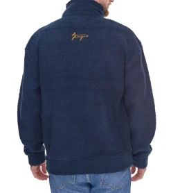 Jacken & Mäntel*Denim Project Herren stylische Teddy-Jacke Fleece-Jacke mit Stehkragen Herbst-Jacke DP-10023-082 574 Dunkelblau/Braun