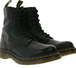 Boots & Stiefel*Dr. Martens 1460 Echtleder-Stiefel komfortable Schnür-Schuhe mit gelben Nähten 13512006 Schwarz