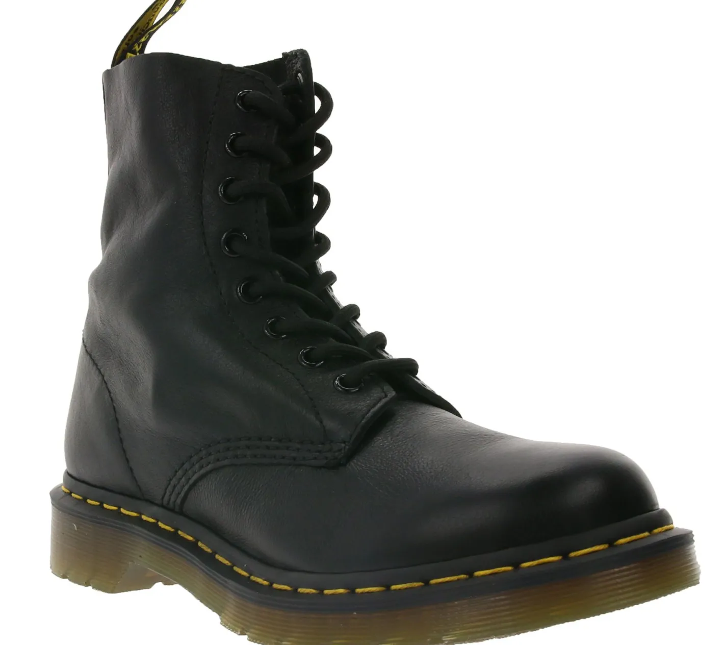 Boots & Stiefel*Dr. Martens 1460 Echtleder-Stiefel komfortable Schnür-Schuhe mit gelben Nähten 13512006 Schwarz