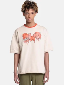 Tops & T-Shirts|T-Shirts & Tank Tops*DWD! Studioz DWD Studioz Unisex Drip Logo T-Shirt für Damen oder Herren mit Logo-Frontprint Rundhals-Shirt Beige