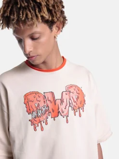 Tops & T-Shirts|T-Shirts & Tank Tops*DWD! Studioz DWD Studioz Unisex Drip Logo T-Shirt für Damen oder Herren mit Logo-Frontprint Rundhals-Shirt Beige