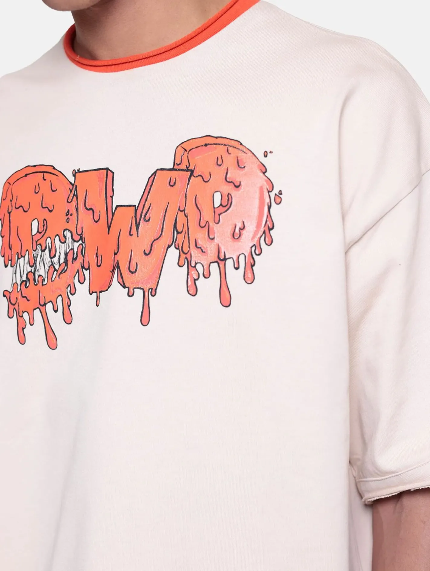 Tops & T-Shirts|T-Shirts & Tank Tops*DWD! Studioz DWD Studioz Unisex Drip Logo T-Shirt für Damen oder Herren mit Logo-Frontprint Rundhals-Shirt Beige