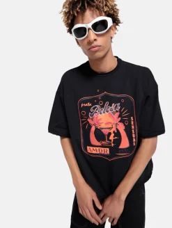 Tops & T-Shirts|T-Shirts & Tank Tops*DWD! Studioz DWD Studioz Unisex Ipanema Girl T-Shirt für Damen oder Herren Rundhals-Shirt mit großem Front-Print Schwarz